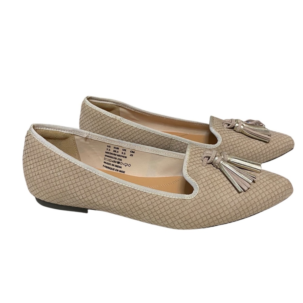 Hush Puppies Sadie Bounce Tassel Pointed Toe Ballet Flats Neutral Beige Size 7.5